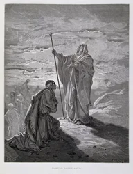 Samuel smorde Saul till Israels förste kung, illustration från Dore-bibeln