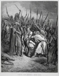 Samuel dödar Agag, illustration från Dore-bibeln