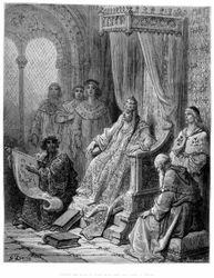 Sanuto presenterar kartorna över Orienten för påven Johannes XXII - gravyr av Gustave Doré