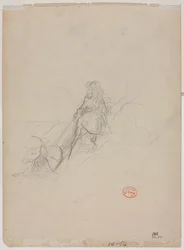 Skiss av jaktscen, ca. 1868.