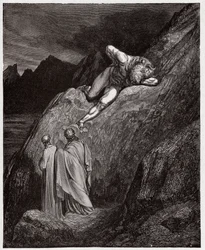 Den gudomliga komedin (La Divina Commedia, La Divine Comédie), Inferno, Sång 12: Minotauros på den sönderslagna klippan - av Dante Alighieri (1265-1321) - Illustration av Gustave Doré (1832-1883)