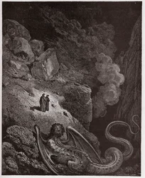 Den gudomliga komedin, Inferno, sång 17: Geryon, symbol för bedrägeri - av Dante Alighieri (1265-1321) - illustration av Gustave Doré (1832-1883)