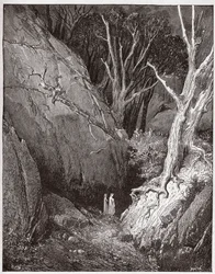 The Divine Comedy (La Divina Commedia, La Divine Comedie), Inferno, Canto 1: Virgil och Dante börjar sin resa - av Dante Alighieri (1265-1321) - Illustration av Gustave Dore (1832-1883)