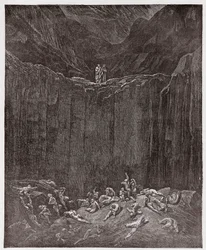 Den gudomliga komedin, Inferno, Sång 29: Förfalskarna plågade i dalen - av Dante Alighieri (1265-1321) - Illustration av Gustave Doré (1832-1883)