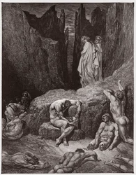 Den gudomliga komedin, Inferno, sång 29: Vergilius tillrättavisar Dantes nyfikenhet - av Dante Alighieri (1265-1321) - illustration av Gustave Doré (1832-1883)