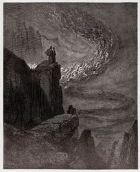 Den gudomliga komedin (La Divina Commedia, La Divine Comédie), Inferno, sång 5: Minos dömer över överträdelserna och sänder själarna vidare - av Dante Alighieri (1265-1321) - Illustration av Gustave Doré (1832-1883)