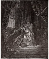 The Divine Comedy (La Divina Commedia, La Divine Comedie), Inferno, Canto 5: Paolo and Francesca - av Dante Alighieri (1265-1321) - Illustration av Gustave Dore (1832-1883)