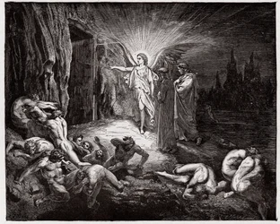 Den gudomliga komedin, Inferno, Sång 9: Ängeln öppnar portarna - av Dante Alighieri (1265-1321) - Illustration av Gustave Doré (1832-1883)
