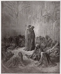 Den gudomliga komedin, Purgatorio, Sång 13: De avundsjukas själar - av Dante Alighieri (1265-1321) - Illustration av Gustave Doré (1832-1883)