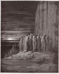 The Divine Comedy (La Divina Commedia, La Divine Comedie), Purgatorio, Canto 18: The multitude of the lothful - av Dante Alighieri (1265-1321) - Illustration av Gustave Dore (1832-1883)
