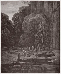 The Divine Comedy (La Divina Commedia, La Divine Comedie), Purgatorio, Canto 5: De sena ångrarna sjunger Miserere - av Dante Alighieri (1265-1321) - Illustration av Gustave Dore (1832-1883)