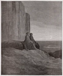 The Divine Comedy (La Divina Commedia, La Divine Comedie), Purgatorio, Canto 9: Twilight - av Dante Alighieri (1265-1321) - Illustration av Gustave Dore (1832-1883)