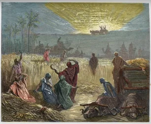 Förbundsarkens återkomst - Förbundsarkens återkomst till Bet Shemesh - Gamla testamentet - - gravyr i "" The Bible illustree"" av Gustave Dore (1832-1883) - Gravyr från "" The Dore Bible ””
