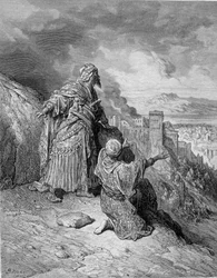 Den siste av de arabiska kungarna övergav Granada efter sin belägring av katolikerna 1492. Gravyr av Gustave Doré