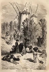 Kanalens tistlar, vid foten av de kvarnar som är kära för Don Quijote, med representation av en jäst, en hundras som är mycket frekvent i regionen (figuren av galgokorredoren som alltid svälter i Don Quijote) och en skara tiggare barn, sant s