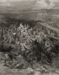 Tvåhundra riddare attackerar tjugotusen saracener, illustration från 