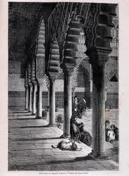 Utsikt över den stora uteplatsen på Alcazar i Sevilla - av Doré, i "" Tour du Monde"", 2:a sem. 1866.