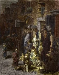 Wentworth Street, Whitechapel - från "London, a Pilgrimage", skriven av William Blanchard Jerrold (1826-94) - illustrationer av Gustave Dore - 1872 -