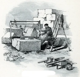 サン マルタン運河沿いの石工、ヴァルミー通り、パリ ギュスターヴ フライポン (1849-1923) による絵は、サン ジュワールの「パリを横断するラ セーヌ」スウェーデン語から描かれています。