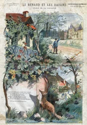 Räven och druvorna. Fabler av Jean de La Fontaine (1621-95).Illustration av Gustave Fraipont (1849 -1923). Privat samling.