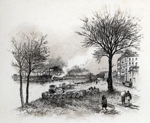 Vy över Ivry sur Seine (Ivry-sur-Seine) Teckning av Gustave Fraipont (1849-1923) från Saint-Juirs
