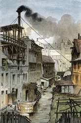 Utsikt över floden Bievre från Port Royal boulevard, Paris Teckning av Gustave Fraipont (1849-1923) hämtar från "La seine a travers Paris" av Saint-Juirs