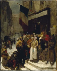 Kommunal matsal, Saint-Martin, under belägringen av Paris, ca 1871 (olja på duk)