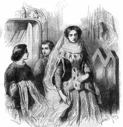 Porträtt av Jeanne de Montmorency, dotter till Bouchard 1st de Marly. 1200-1300-talet. Gravyr av Gustave Janet