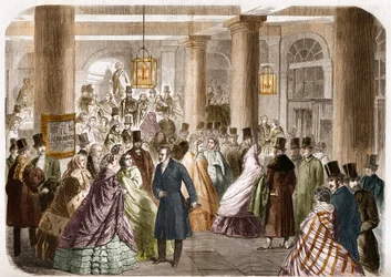 Den italienska teatern (Salle Ventadour) släpptes i Paris 1858. Teckning av Gustave Janet, gravyr av Jahyer.