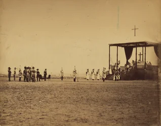 [Militär mässa vid Camp de Chalons i kejsarens närvaro (Le messe militaire..Camp de Chalons...presence de l