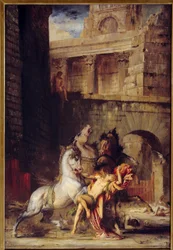 Diomede Devore by His Horses Målning av Gustave Moreau (1826-1898) 1865 Sön. 1,38x0,84 m Rouen, Musee des Beaux Arts