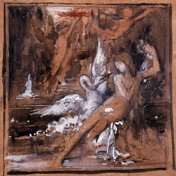 Leda och Swan. Teckning av Gustave Moreau (1826-1898).