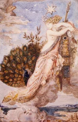 Påfågel som klagar hos Juno, av Gustave Moreau (1826-1898)