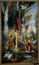 Den grekiske poeten Hesiode (700-talet f.Kr.) och muserna Målning av Gustave Moreau (1826-1898) 1800-talet, 263 x 155 cm Paris, Musee Gustave Moreau