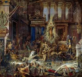 Pretendanterna Recit av Homere Odyssee som berättar om massakern på penelope-pretendanterna vid Ulysses återkomst. Målning av Gustave Moreau (1826-1898) 1858 Paris, Musee Gustave Moreau