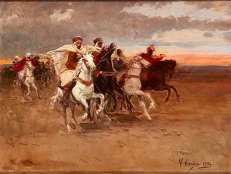 Charging Cavaliers (olja på duk)