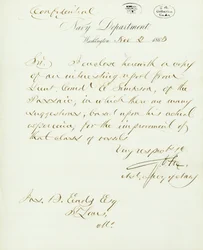 Letter signed G.V. Fox, Navy Department, Washington, to Jas. B. Eads [James B. Eads], St. Louis, Mo., November 2, 1863