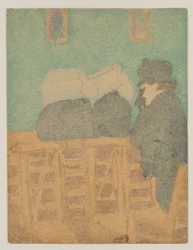 Figurer i kyrka (akvarell och blyerts)