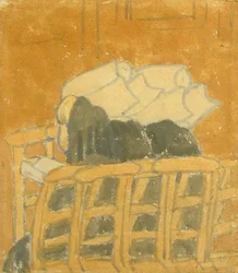 Två nunnor och en flicka i en kyrka (gouache på papper)