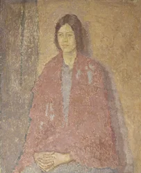 Ung kvinna i röd sjal, ca 1912 (olja på duk)