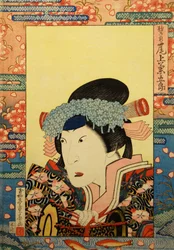 Kabuki-skådespelaren Onoe Kikugorô III som Shizuka Gozen, 1830.