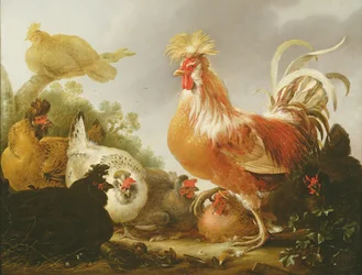 Tupp och hönor i ett landskap, 1649