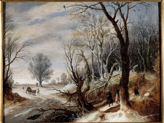 Snölandskapsmålning av Gysbrecht Lytens (1586-1656) 1600-talet. Quimper Museum of Fine Arts