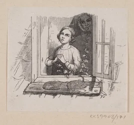 Illustration för "Fem från en ärtskida" i H.C. Andersen, "Sagor och berättelser", volym 2