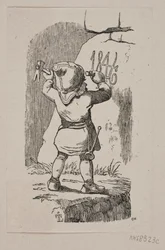 En troll hugger in årtalet 1846 i en sten