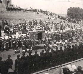 En statlig palankin i en kunglig procession, Delhi, Indien, 1912.