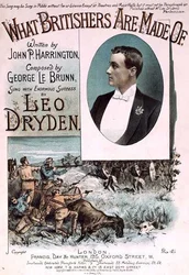 Framsidan av omslaget till "What Britishers Are Made Of", skrivet av John P. Harrington och komponerat av George le Brunn (färg litho)