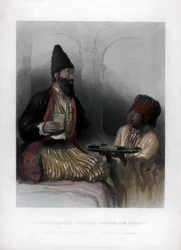 En persisk prins, hans slav ger honom sorbet, 1800-talet