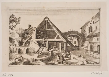 Stadsinredning med lada och Jesu födelse