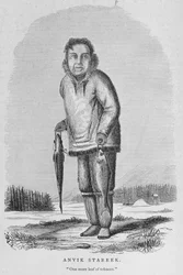 Anvik Stareek eller "One More Leaf of Tobacco", från "Alaska and its Resources", av William H. Dall, graverad av John Andrew, pub. 1870